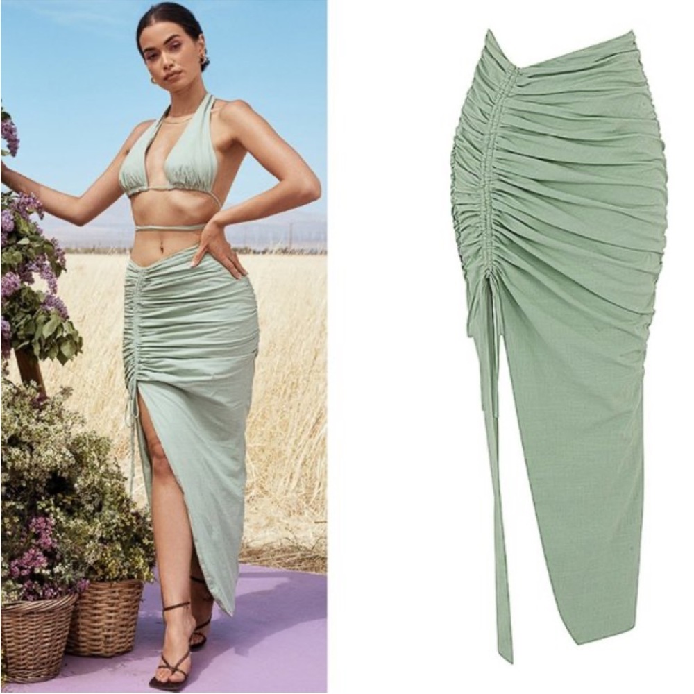 House of CB Asymmetrical Green Skirt